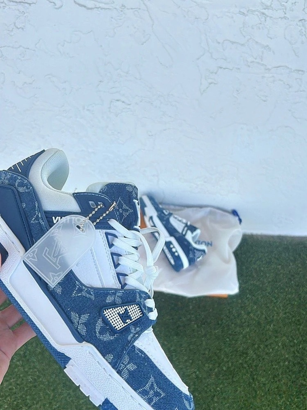 Louis Vuitton LV Trainer Sneaker Blue Monogram Denim